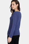 Zivame Lounge Pointelle Top - Deep Cobalt — thumbnail 3